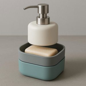Stackable Soap Dispenser & Dish Combo – Multi-Functional Bathroom Set