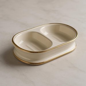 Premium Ceramic Soap Dish – Elegant Double Compartment Storage